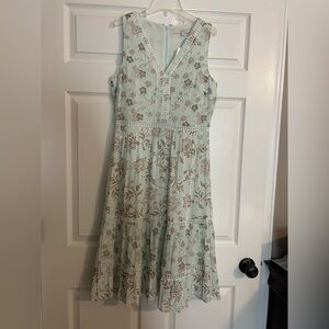 LOFT NWT Mint Floral V-Neck Midi Dress